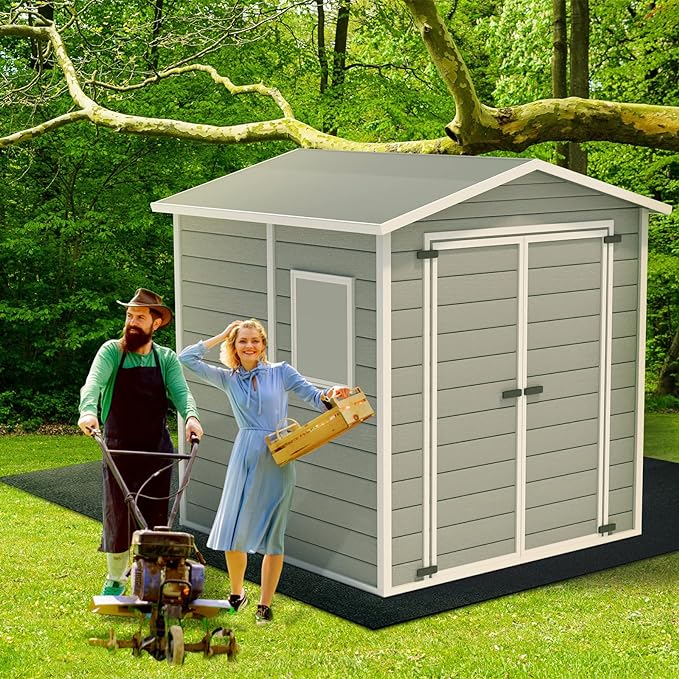 Haull Outdoor Storage Shed Floor Mat Waterproof Outdoor Carport Mat Thickened Soft Patio Furniture Pad Washable with Non Slip Backing, Storage Shed Not Included(4 x 3 ft)