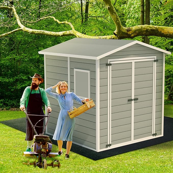Haull Outdoor Storage Shed Floor Mat Waterproof Outdoor Carport Mat Thickened Soft Patio Furniture Pad Washable with Non Slip Backing, Storage Shed Not Included(5 x 3 ft)