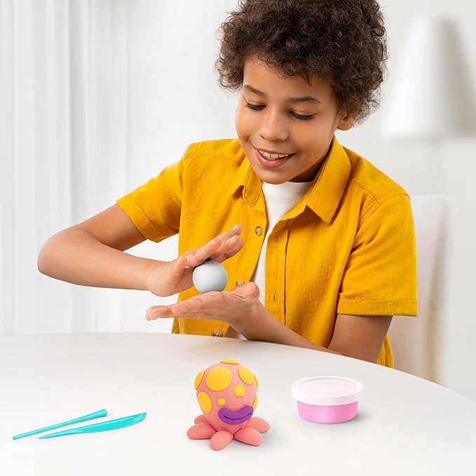 HEY CLAY Colorful Modeling Air Dry Clay for Kids 6 cans with Fun Interactive Instructions App - Kids Activities Age 3+ (Ocean: Clownfish, Discus Fish, EEL)