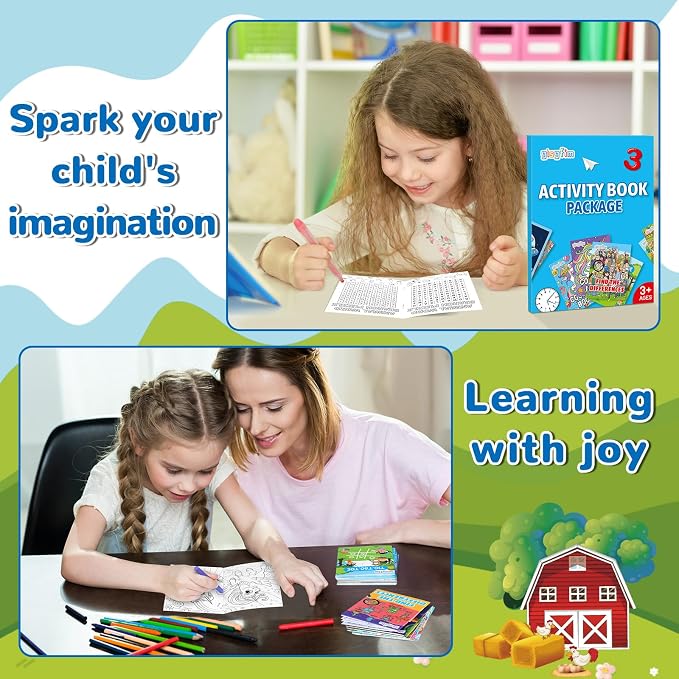 gisgfim 192 PCS Mini Activity Books Coloring Books Party Favors Bulk Challenging Game Include Mazes Dot to Dot Word Search Word Scramble for Ages 4-12 Goodie Bags Stuffers Kids Wedding Activities