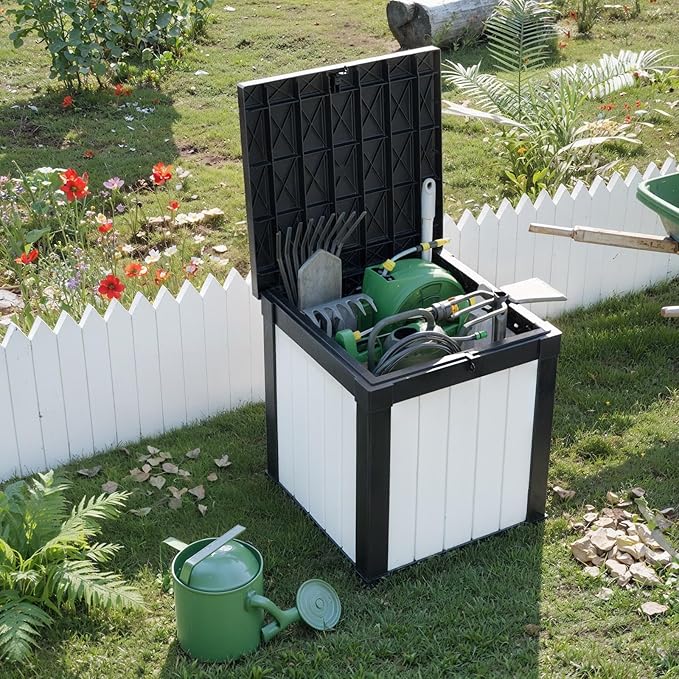 50 GallonOutdoor Storage Box,Resin Deck Boxes Waterproof, IndoorOutdoor Bin for Package Delivery, Patio Cushions, Gardening Tools, Lockable, UV Resistant