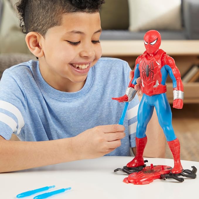 Marvel Spider-Man Thwip Blast Spider-Man Action Figure with Accessories, 11-Inch-Scale Super Hero Toys for Kids Ages 4 and Up