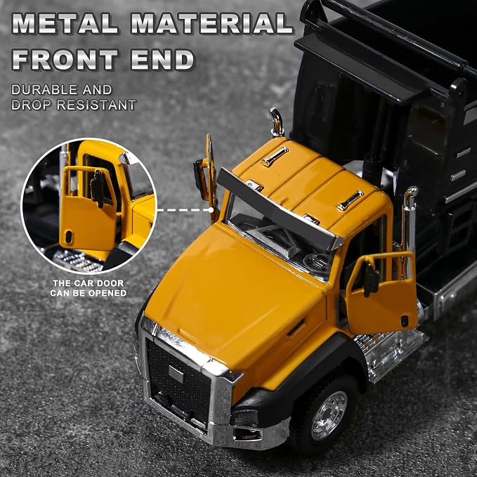 AIUAZA 1/50 Ratio die-Casting Engineering Construction Vehicle, Dump Truck, Excavator, Mixer, Alloy Collection Model car, Boy's Door Opening Pull Back car Toy (3pcs per Set)