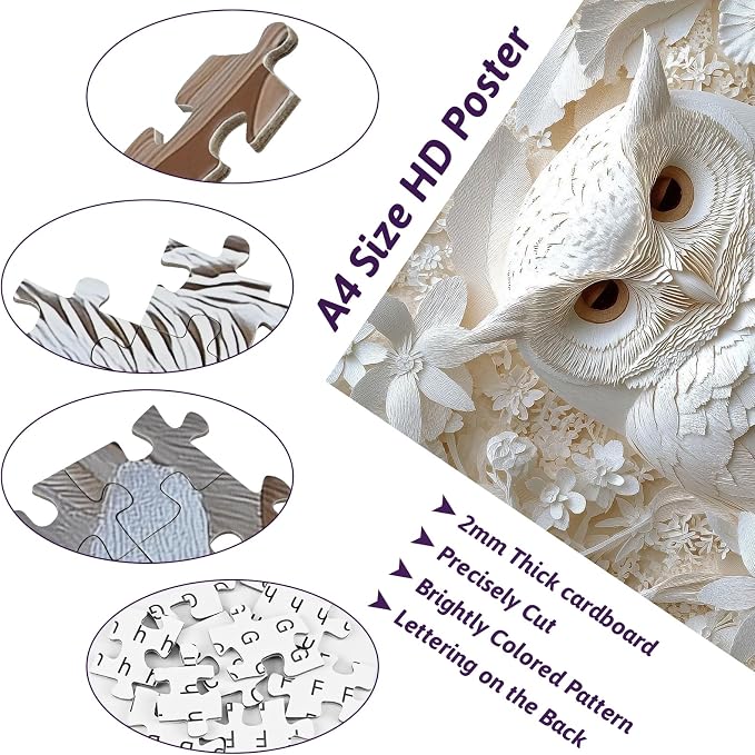 1000Piece Owl Jigsaw Puzzle for Adults - Challenging Jigsaw Puzzles for Relaxation & Brain Exercise, Premium Quality Adult Puzzle Game for Family Nights(Owl-S)