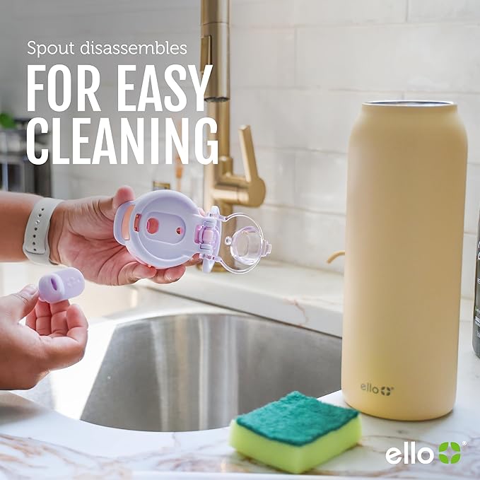 Ello Pop & Fill 22oz Stainless Steel Water Bottle with Quick Fill Technology, Double Walled and Vacuum Insulated Metal, Leak Proof Locking Lid, Sip and Chug, Reusable, BPA Free, Pastel Paradise