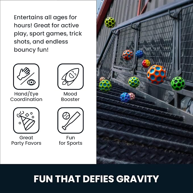 Waboba Moon Ball Gradient Hyper Bouncy Ball - All Ages Extreme Bounce and Fun - Super High Bouncing Ball Perfect for Active Play and Outdoor Games - Rainbow