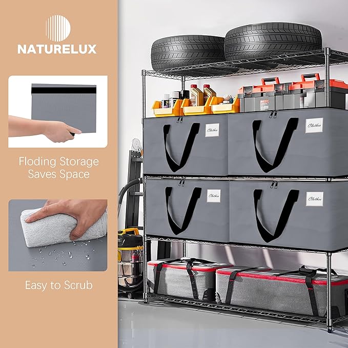Heavy Duty Moving Bags - Extra Large Packing Bags and Storage Totes, Collapsible and Foldable Option for Moving and Storage, Grey, 125 L - 12 Pack