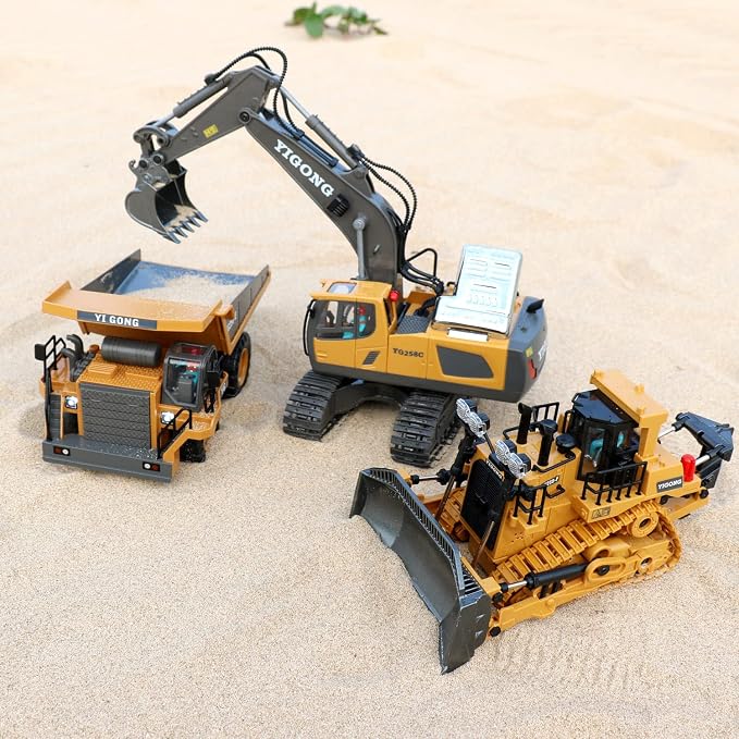 Dwi Dowellin Rc Bulldozer Toys for Boys,Construction Remote Control Bulldozer with Metal bulldozing Shovel Lights/Sounds for Kids Boys