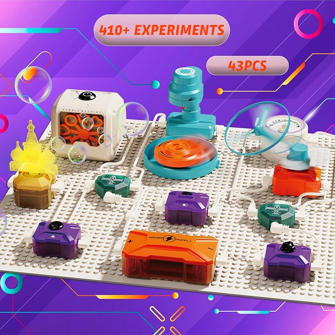 Science Kits for Kids, 410+ Projects Circuit Exploration Kits Educational Electronics Toys for Boys & Girls Hands-On Engineering Toy, Birthday, Halloween, for Ages 5 6 7 8 9 10 11 12