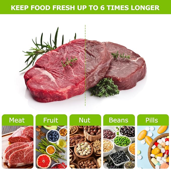 Bonsenkitchen Precut Vacuum Food Sealer Bags 100 Pint 6" x 10", BPA Free, Commercial Grade Textured Food Vacuum Sealer Bag, Thick Embossed Bags for Food Storage and Sous Vide Cooking VB3204