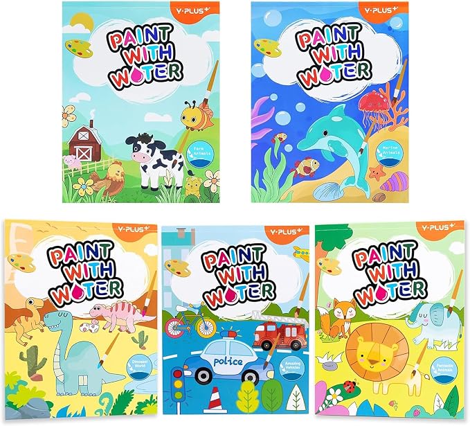 YPLUS Paint with Water Books for Toddlers, Art Craft Toys Watercolor Painting Paper, Gift for Kids Ages 1-3, 2-4, 4-6, Drawing with Brush - 5 Themes