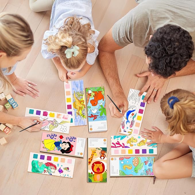 ZHOC Paint with Water Coloring Books for Kids, Pocket Mess Free Watercolor Painting Sets for Kids Ages 3 4 5 6 7 8+, Water Color Paint Set Arts and Crafts Gift for Boys Girls, 4 Pack