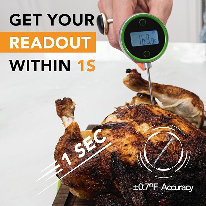 Pocket Pro 1-Second Instant Read Digital Meat Thermometer Rechargeable for Grilling, Food, BBQ, Kitchen Cooking, Oil Deep Frying & Candy (Boudoir)