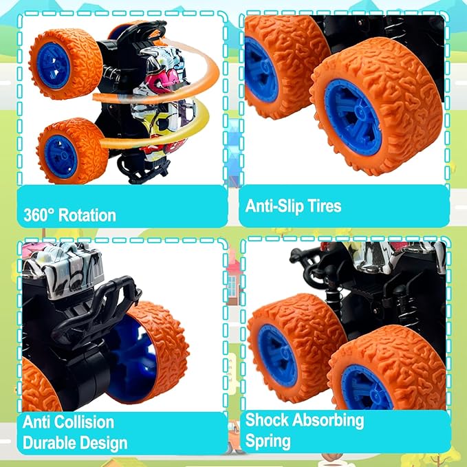 24 Pack Mini Monster Trucks Toys for Boys Girls Aged 3 and Above, Pull Back Truck Push and Go Friction Powered Car Toys Monster Truck Party Favors Birthday Decorations Classroom Prizes for Kids