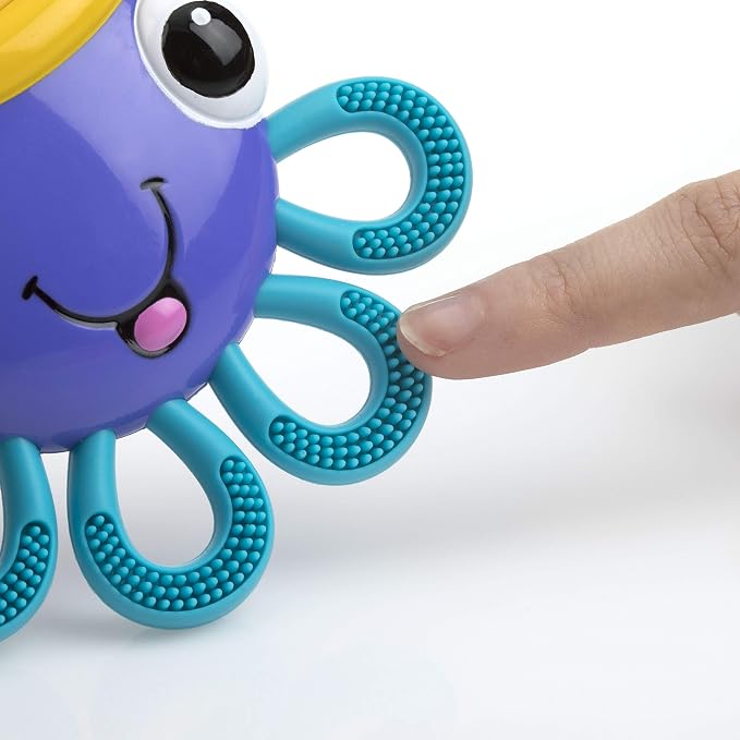 Nuby Vibe-EEZ Vibrating Teether - Battery Powered - Textured Surface and Easy to Grasp Toy for Baby Teething Relief - 3+ Months - Octopus