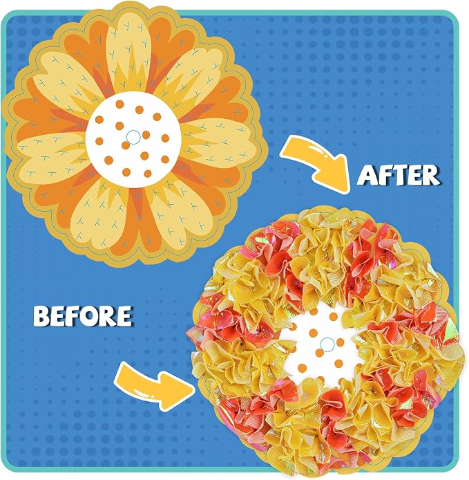 ATFUNSHOP 8 Packs Poke in Crafts Art Kits Flower Bouquets, Mess Free Kids' Paper Craft Kits Activity, 4 5 6 7 8 9 Years Old Girls Birthday Gifts