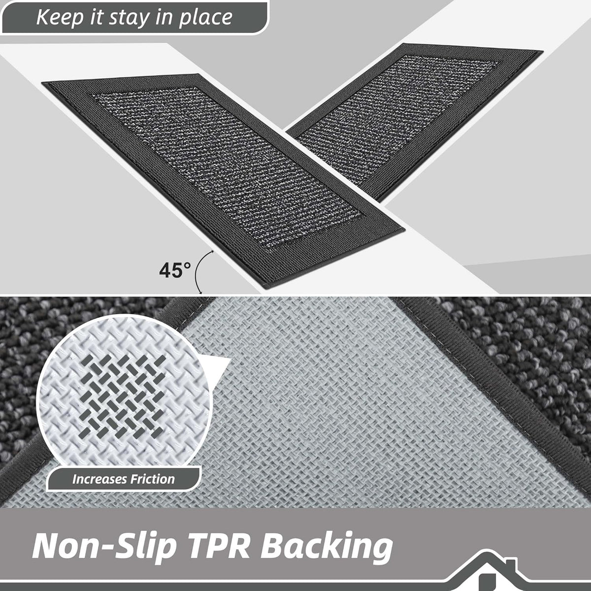 BEQHAUSE Indoor Door Mat 36" x 60", Dirt Trapper Door Mats Non-Slip Entryway Rugs Washable, Resist Dirt Absorbent Welcome Mat, Low Profile Floor Mats for Front Back Door and Entryway, Charcoal