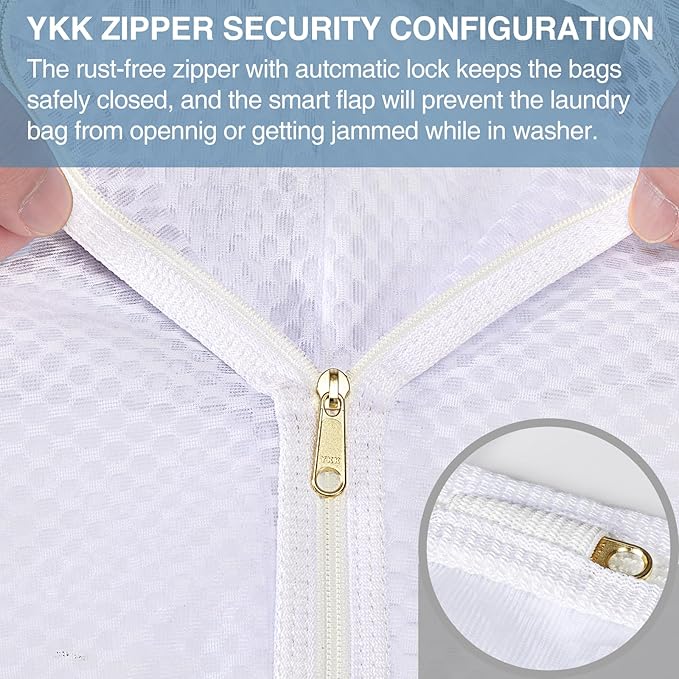 3 pcs Durable Honeycomb Mesh Laundry Bags for Delicates 16" x 19" (2 Large) 12" x 15" (1 Medium)