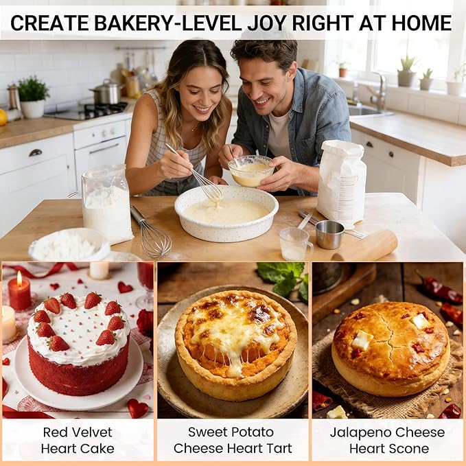 SJ 8 Inch Silicone Round Cake Pan with Metal Reinforced Frame Set of 3, Nonstick Silicone Cake Mold for Baking Suitable for Making Layers, Cheese & Chocolate Cakes
