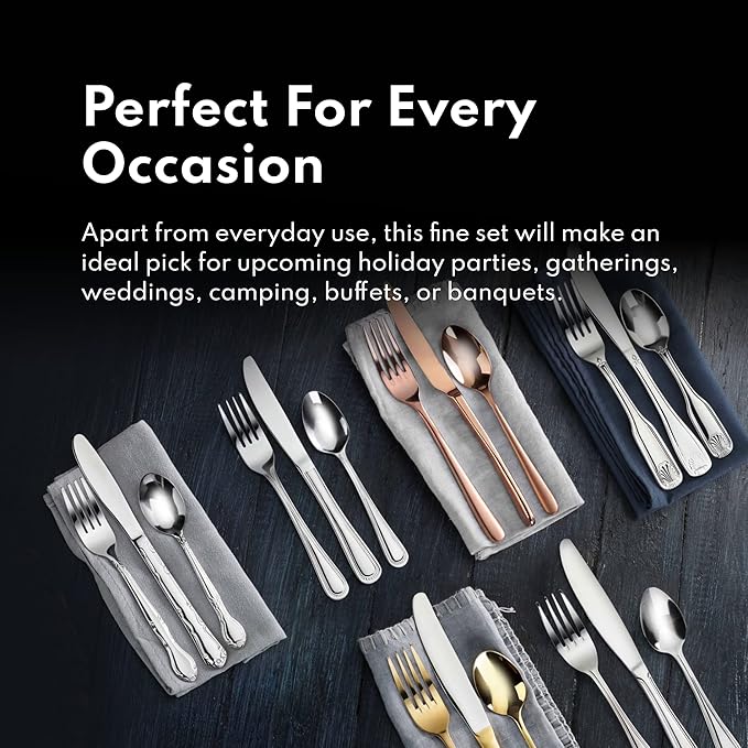 New Star Foodservice 58857 Rose Pattern, 18/0 Stainless Steel, (60 Piece Flatware Set)