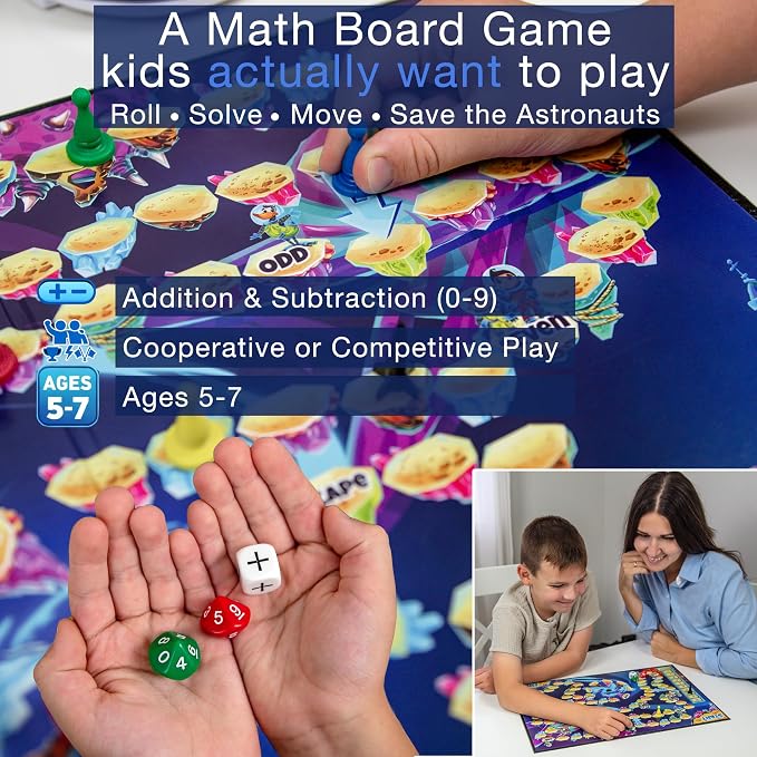 Sums in Space - Addition and Subtraction Games - Kindergarten and First Grade Educational Math Games for Kids 5-7
