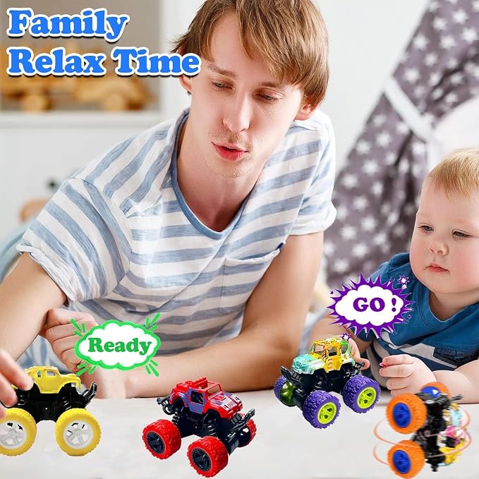 6 Pack Mini Monster Trucks Toys for Boys Girls Aged 3 and Above, Pull Back Truck Push and Go Friction Powered Car Toys Monster Truck Party Favors Birthday Decorations Classroom Prizes for Kids