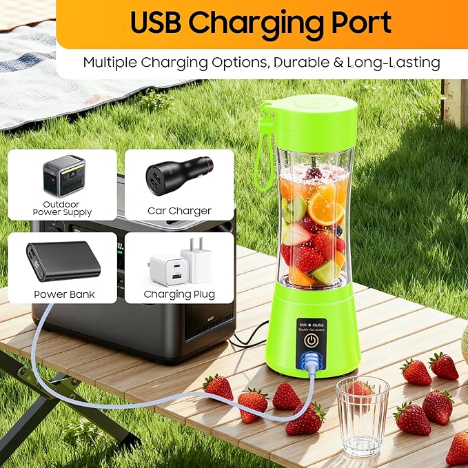 Portable Blender for Smoothies & Shakes - Cordless Personal Size Mini Blender with BAP Free Juice Cup, USB Rechargeable Suit for Sports/Picnic