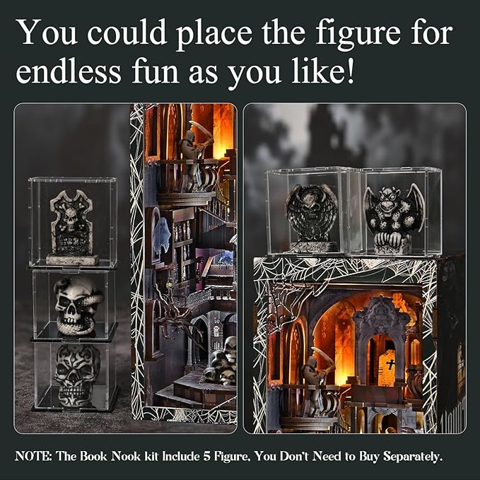 CCCDF Book Nook Kit - DIY Miniature Dollhouse Kit, Creepy Scary Tiny Booknook House Bookshelf 3D Wooden Puzzle for Adults, Gifts for Family (Haunting Relics)