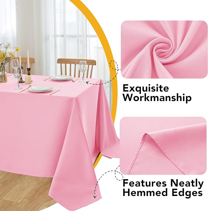 6-Pack Pink Tablecloths for Square Tables, 54 x 54 Inches, Stain-Resistant Polyester Fabric for 2 Foot Tables - Washable Table Covers for Weddings, Banquets, Birthday Parties, Events