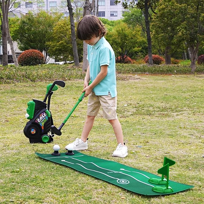 Liberry Toddler Golf Set for Boys Girls Age 2 3 4, Kids Golf Cart with Putting Mat, Outdoor Indoor Sports Toys Birthday Gifts, Black