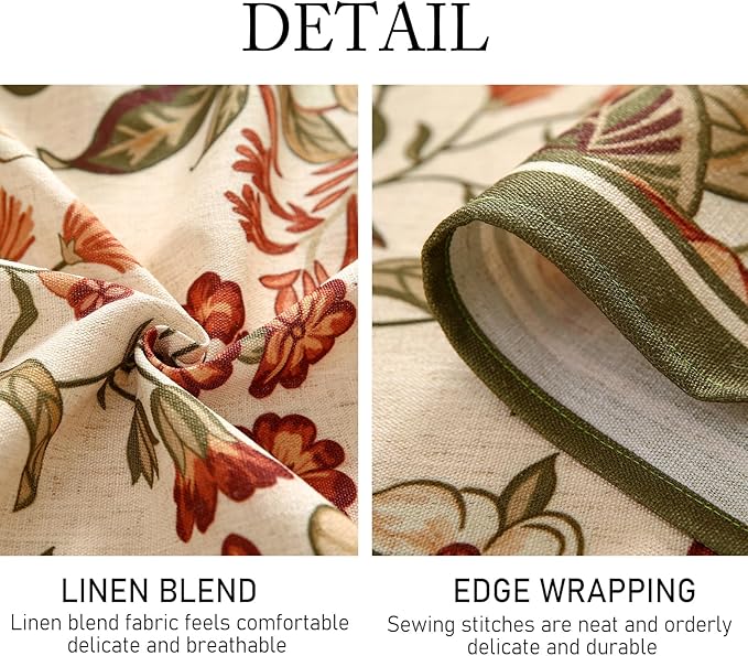 ISAENNE Designer Bohemian Linen Extra Long Rectangle Tablecloth,Colorful Floral Pattern Table Cloth,Wrinkle Resistant Decorative Tablecloths for Dining Thanksgiving Kitchen,63"*110"-Grace A