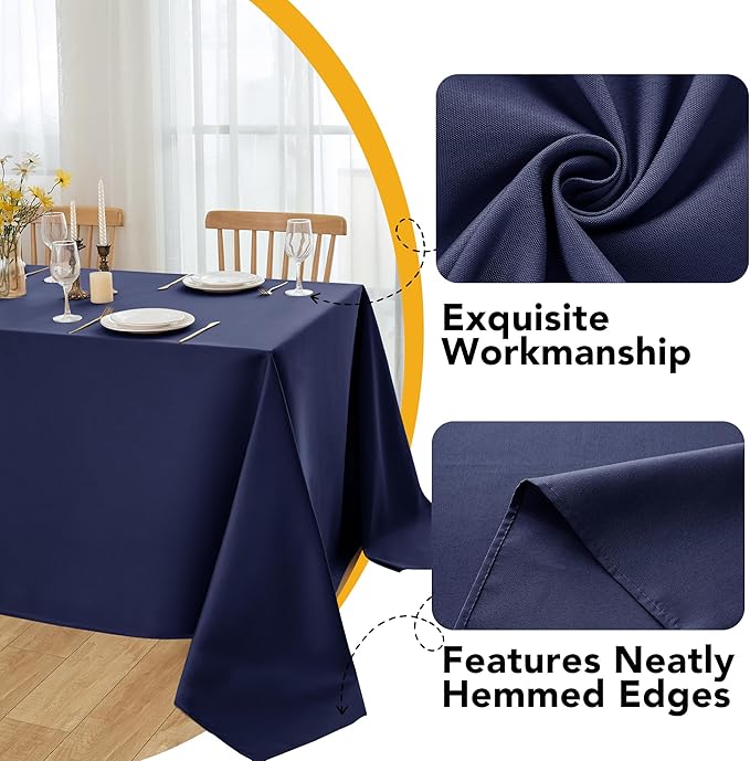 10-Pack Navy Blue Tablecloths for Rectangle Tables, 70 x 120 Inches, Stain-Resistant Polyester Fabric for 6 Foot Tables - Washable Table Covers for Weddings, Birthday Parties, Events
