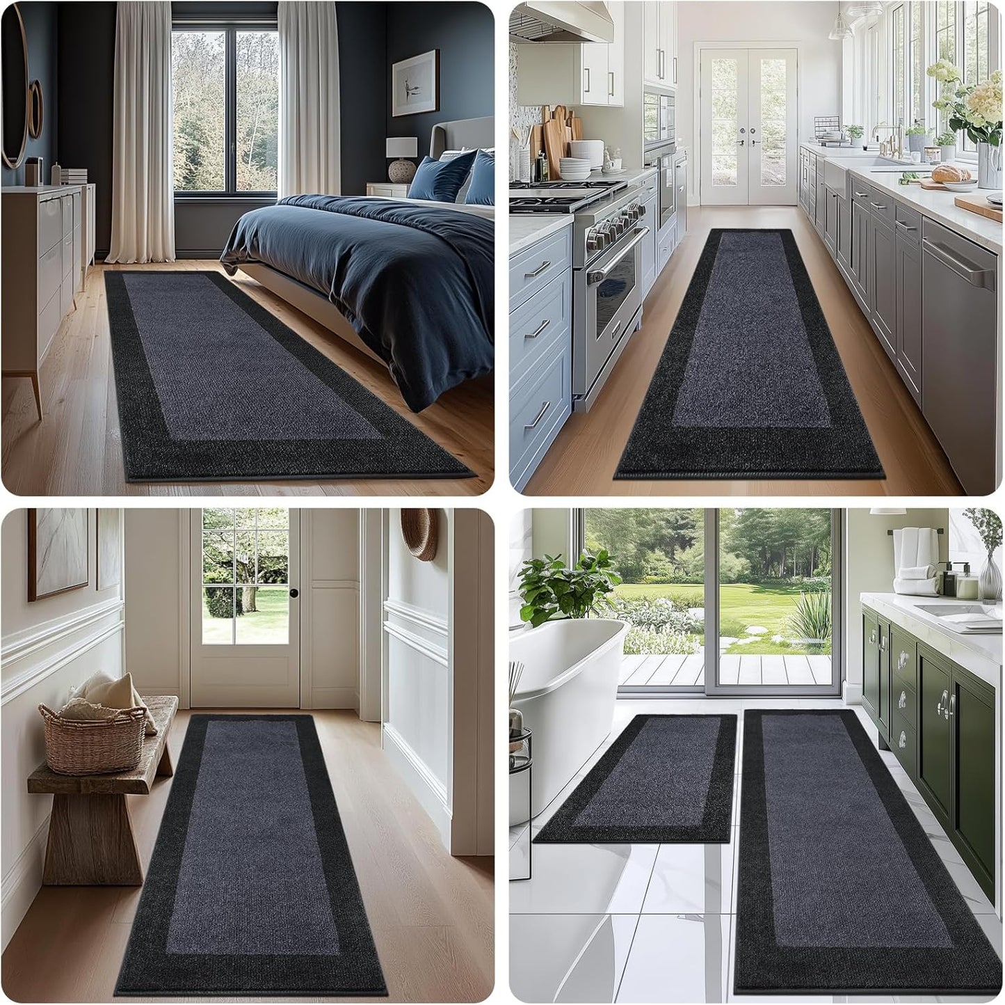 Machine Washable Kitchen Rug 24" x 70", Non Slip Kitchen Mat for Floor, Absorbent Entrance Runner Rug for Bedroom, Hallway, Bathroom, Door (Roll Packing)