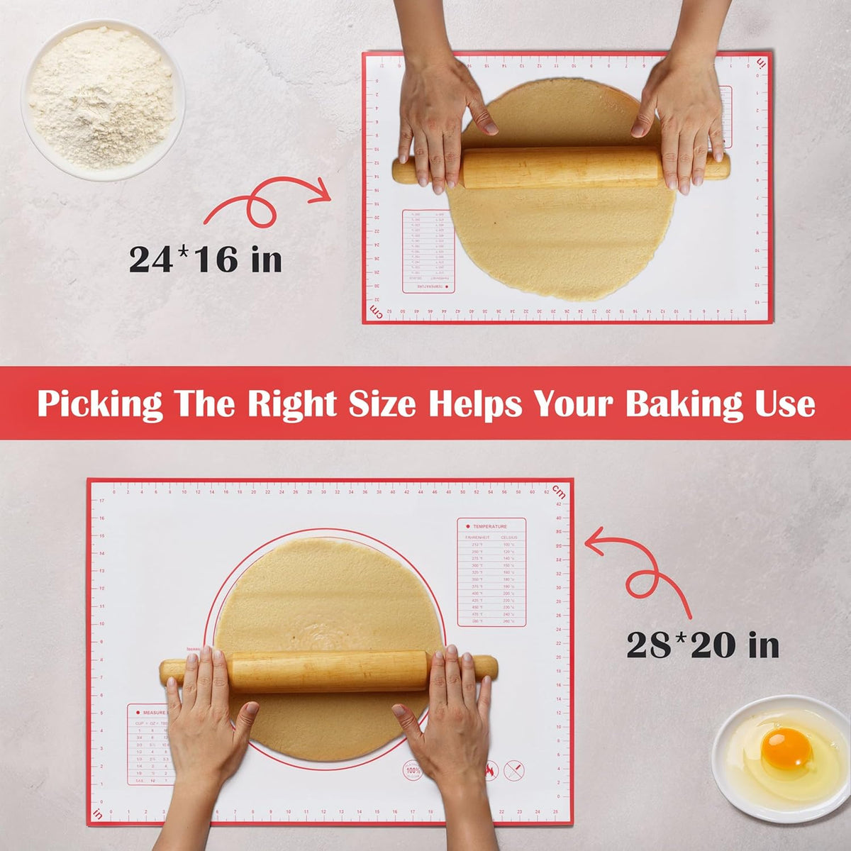 BlueBark 1 PCS - 24"L x 20"W Non-stick Silicone Baking Mat for Pastry & Dough, Sourdough Bread Making Tools, Kitchen Counter, Cooking Enthusiasts