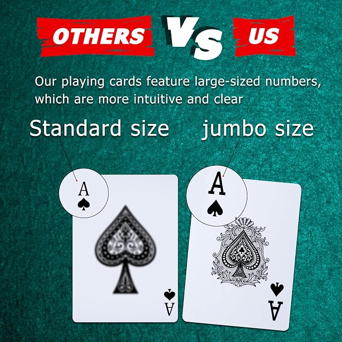 FURWEY Playing Cards 48 Pack,Standard Index,Red and Blue Backs,Large Digital Printing is Easy to Read,Blackjack，Euchre, Canasta Card Game, Poker Cards（Red/Blue）