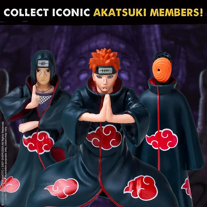 P.M.I. Naruto Shippuden Collectible Mini Figures 6 Pack Deluxe Box | Anime Action Toy Set Featuring Team 7 Ninjas, Akatsuki, Legendary Sannin & Rare Shinobi (Assortment B)