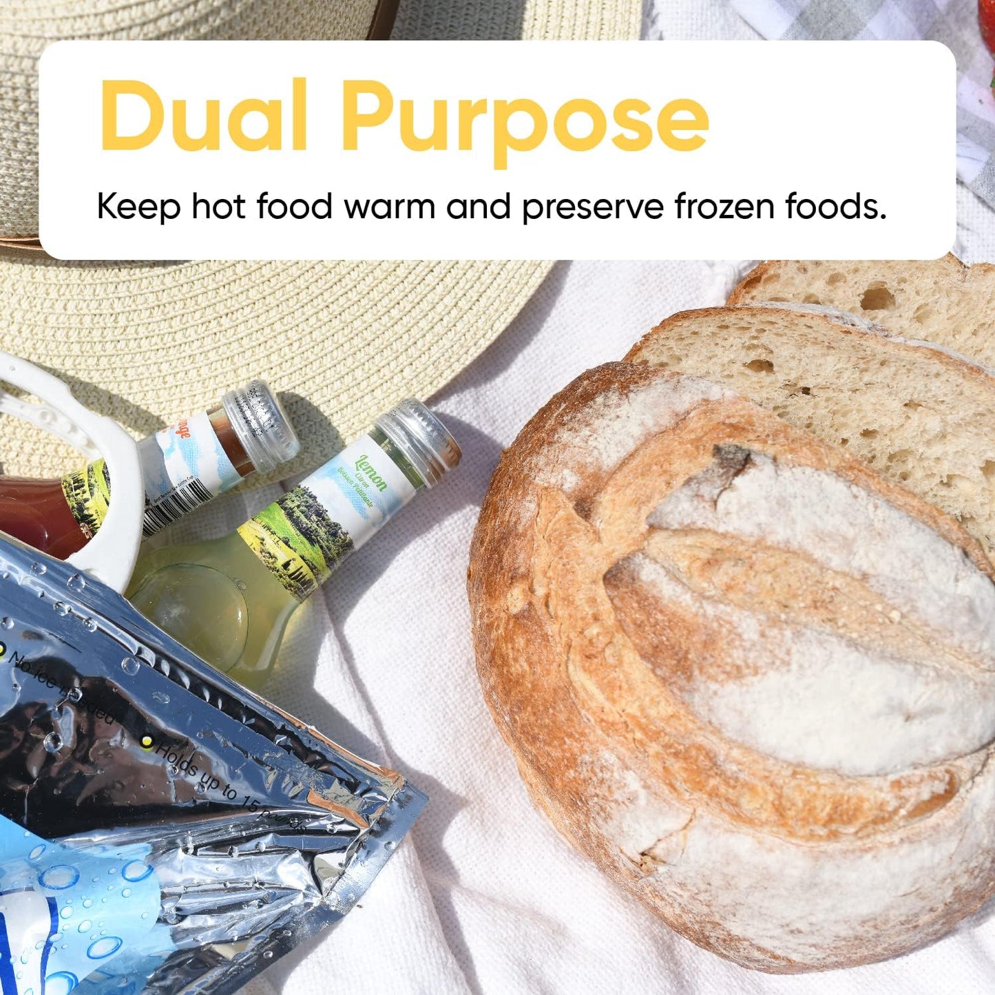 Superio Hot and Cold Insulated Bags for Food Delivery, Grocery Shopping Bags, Food Storage for Hot and Frozen Food for Travel, Disposable Cooler Bag, Reinforced Thermal Lunch Bag (1, 13"x7"x15.5")