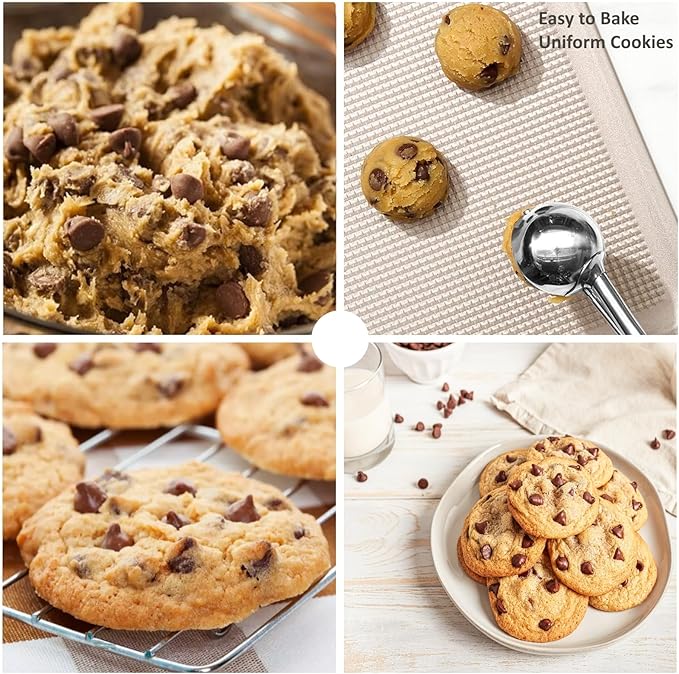 Mini Cookie Scoop, 2Tsp/10ml/0.34oz Cookie Scoops for Baking, 18/8 Stainless Steel Cookie Scooper for Baking, Cookie Dough Scoop with Non-slip Grip (Blue)