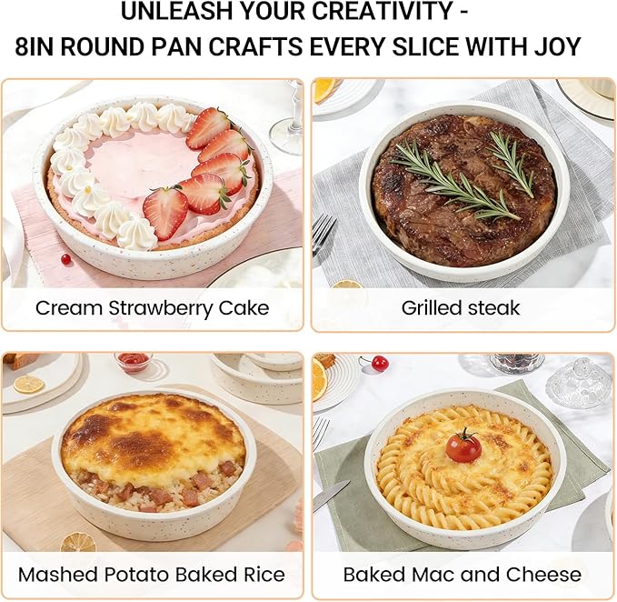 SJ 8 Inch Silicone Round Cake Pan with Metal Reinforced Frame 1Pack, Nonstick Silicone Cake Mold for Baking Suitable for Making Layers, Cheese & Chocolate Cakes