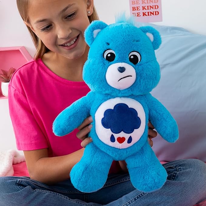 Care Bears 14” Grumpy Bear - Blue Plushie for Ages 4+ – Perfect Stuffed Animal Holiday, Birthday Gift, Super Soft and Cuddly – Good For Girls and Boys, Employees, Collectors