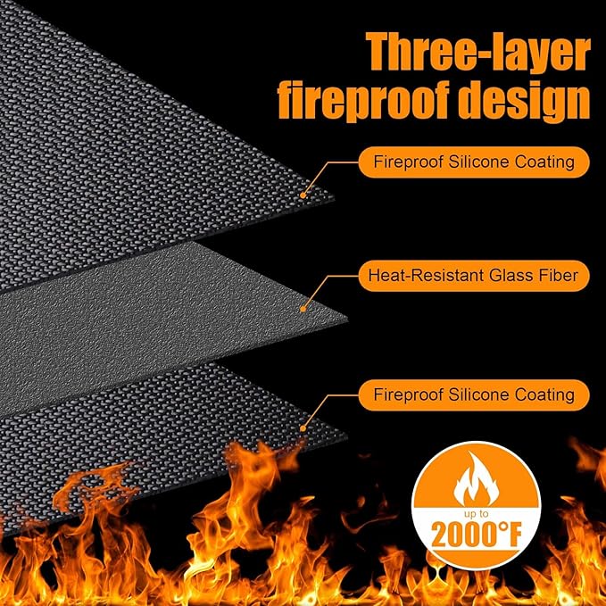 Extra Large Grill Mat 90x48 Inches – Fireproof, Waterproof & Oil-Proof Deck and Patio Protector for Outdoor BBQ