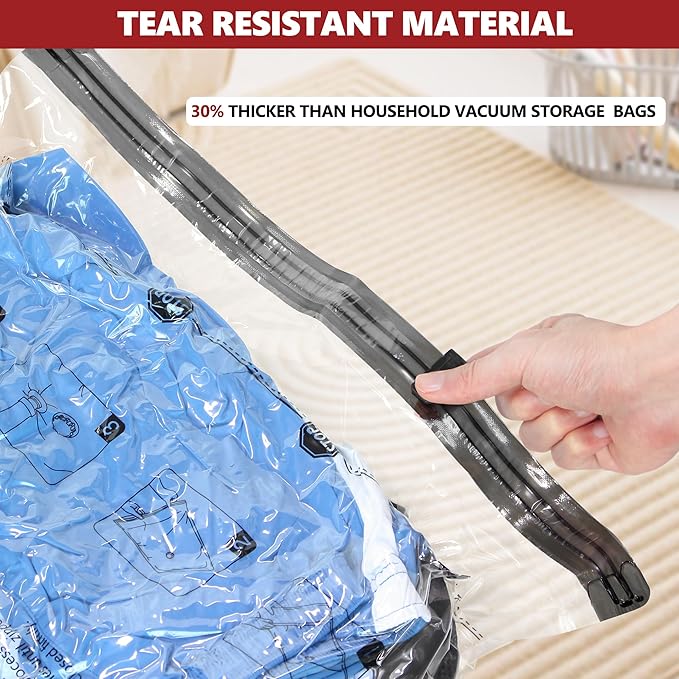 SUOCO Travel Vacuum Bags for Luggage with Portable Electric Pump, 8 Small Packing Seal Bags for Clothing Suitcase Backpack, Space Saver Compression Clothes Storage Bags