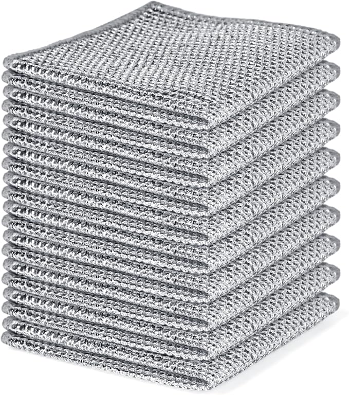10PCS Set Non-Scratch Steel Wool Dishcloth - Multi Purpose Wire Dishwashing Rags Kitchen Towels and Dishcloths Sets Durable Cleaning Pads Bathroom Home Essentials Cleaning Supplies Tools