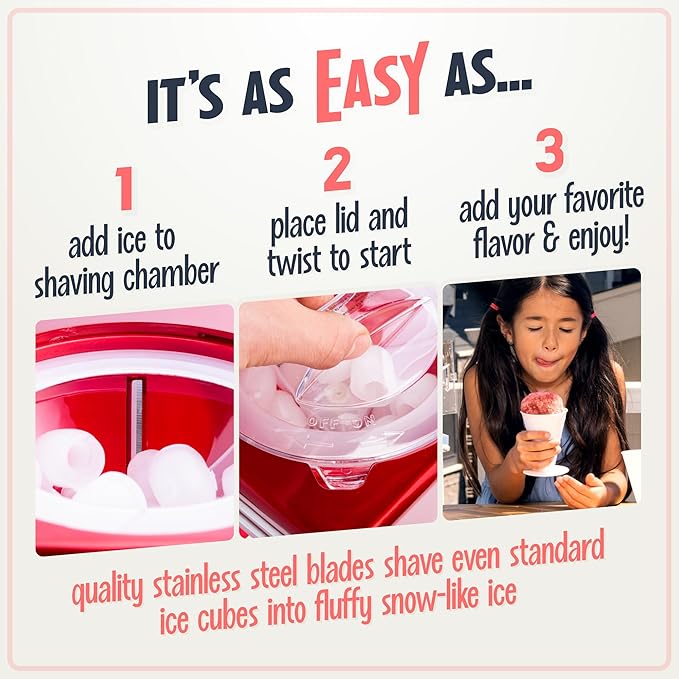 Nostalgia Snow Cone Shaved Ice Machine - Makes 20 Icy Treats - Includes 1 Reusable Plastic Cup - Retro Red