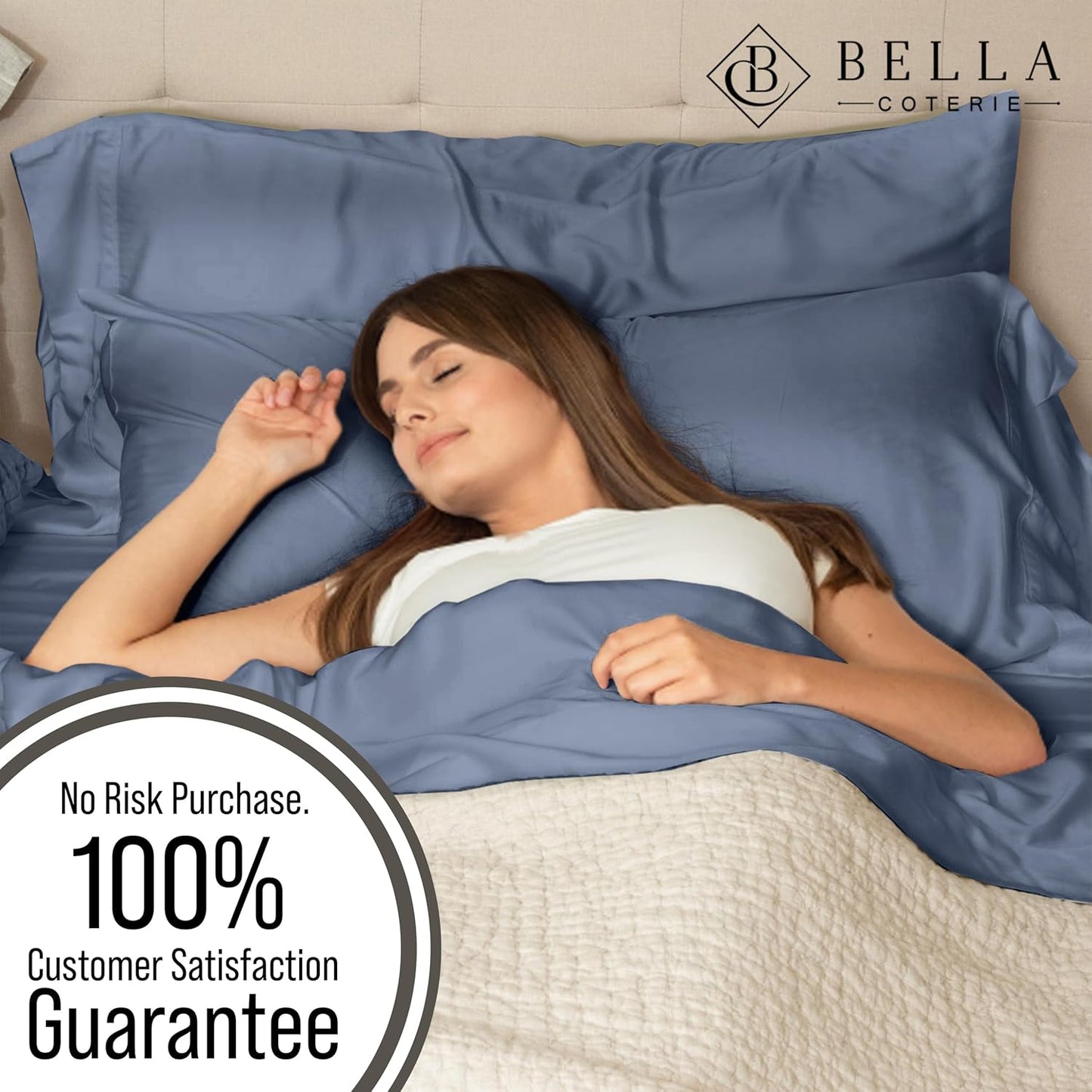 Bella Coterie Luxury Bamboo Viscose Full Size Sheet Set | 100% Organically Grown | Ultra Soft | Cooling for Hot Sleepers | 18" Deep Pocket [Slate Blue]