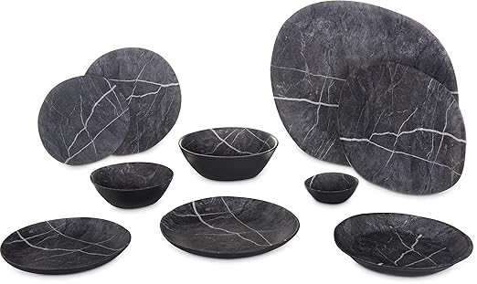 Carlisle FoodService Products Ridge Resuable Plastic Platter Oblong Platter for Home and Restaurant, Melamine, 18 Inches, Soapstone, (Pack of 6)