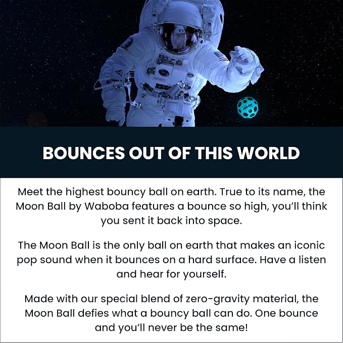 Waboba Moon Ball Gradient Hyper Bouncy Ball - All Ages Extreme Bounce and Fun - Super High Bouncing Ball Perfect for Active Play and Outdoor Games - Rainbow