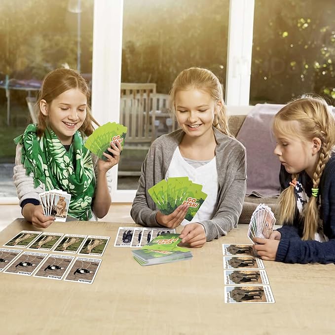 BenBen Go Fish Card Game for Kids, 104 Picture Cards, Jumbo Size, Safari Animal Learning Playing Cards, Memory Matching Games with Real Photos Fun Facts, 2-8 Players, Easter Basket Stuffers