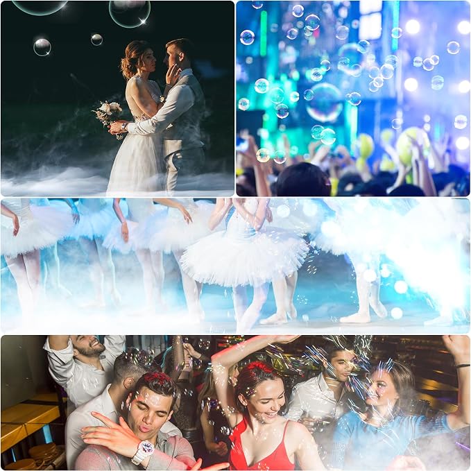 2000W Fog Bubble Machine, 3 in 1 Bubble Machine with 2 Bubble Fans,7 CH 18 RGB LED Lights Smoke Bubble All IN 1 Machine, Fog Machine Stage Effect for Party, Wedding, Halloween, 2 PACK