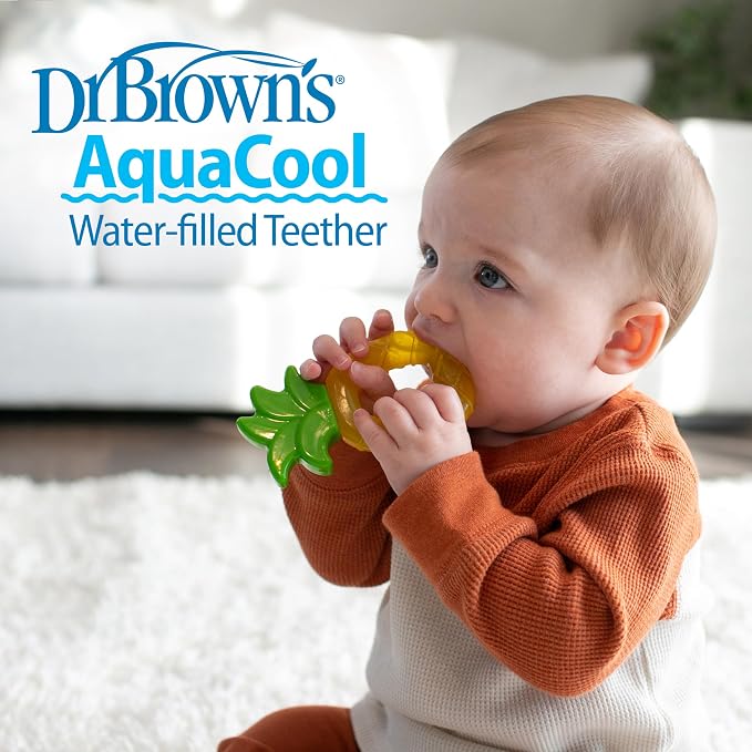 Dr. Brown's AquaCool Water-Filled Teether, Cooling Baby Teether Toy for Sore Gums, Apple Pineapple, BPA-Free, 3m+, 2-Pack